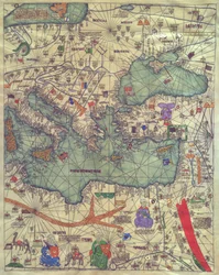 Karte von Osteuropa, Ansicht von Süden. Katalanischer Atlas
